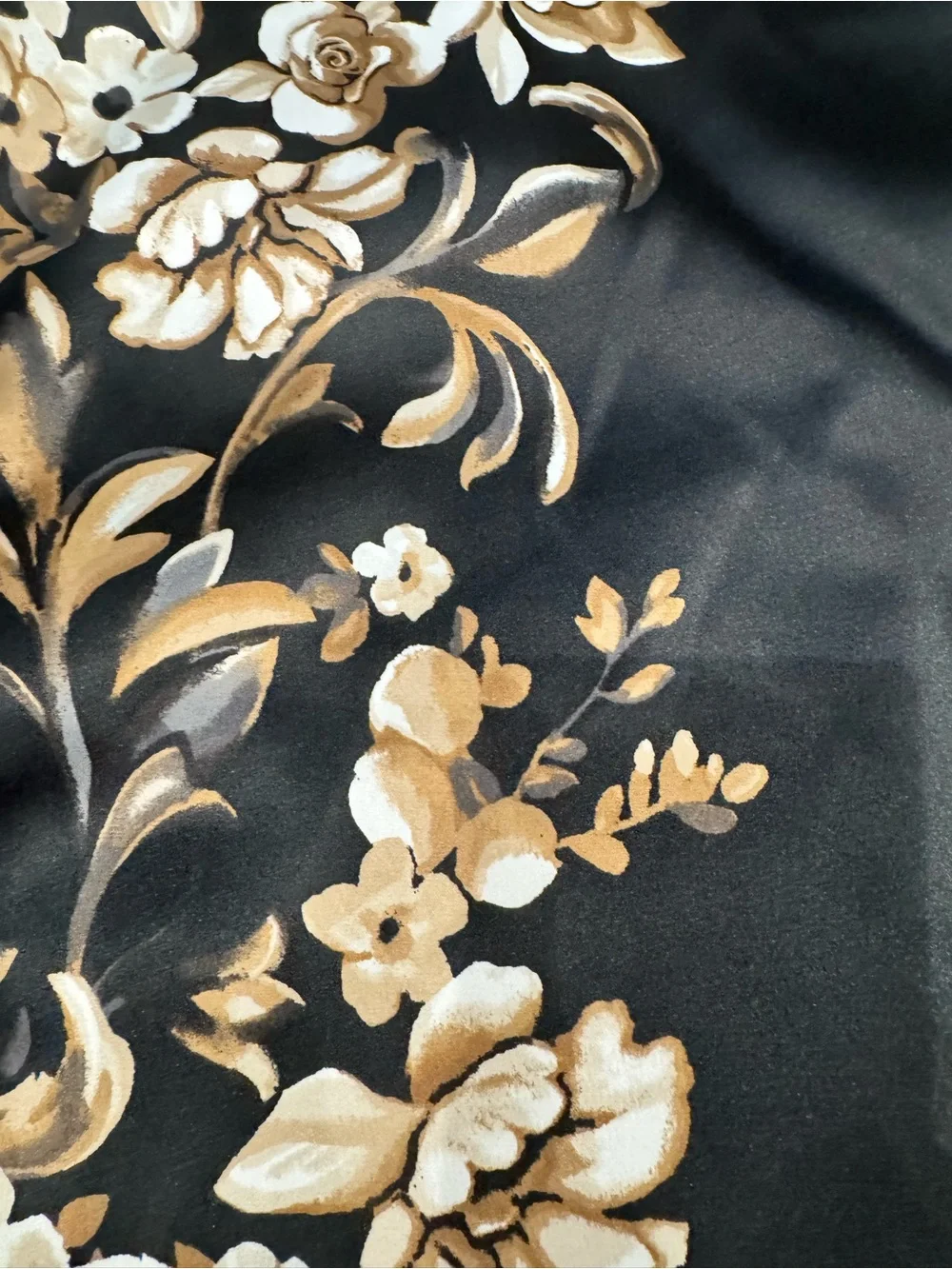 White House Black Market Black Pencil Skirt with Gold Floral Accents